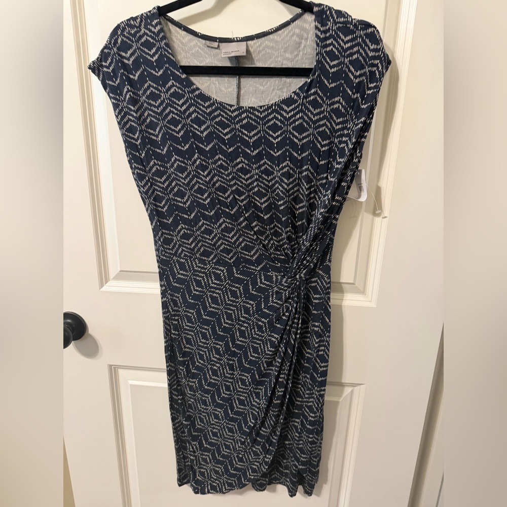 Vero Moda Blue and White Patterned Midi Dress